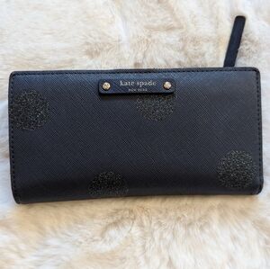 Kate Spade Navy Blue Glitter Dot Wallet